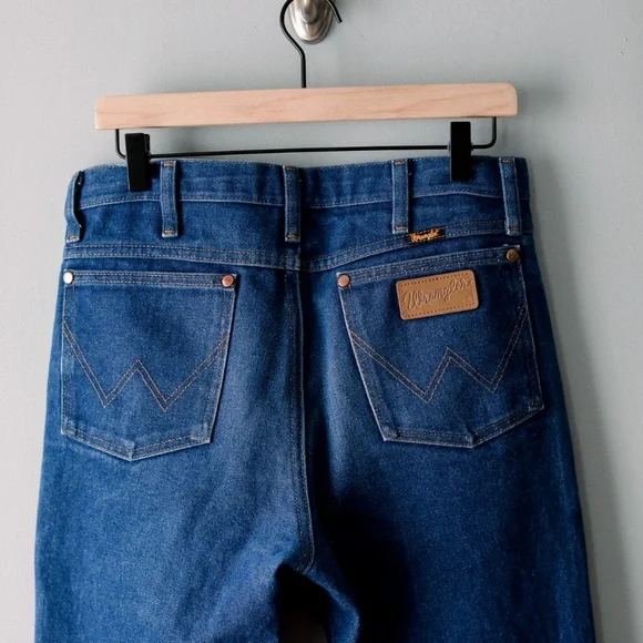 Vintage 1980's Wrangler Dark Denim High Rise Straight Leg Jeans Size 31/32